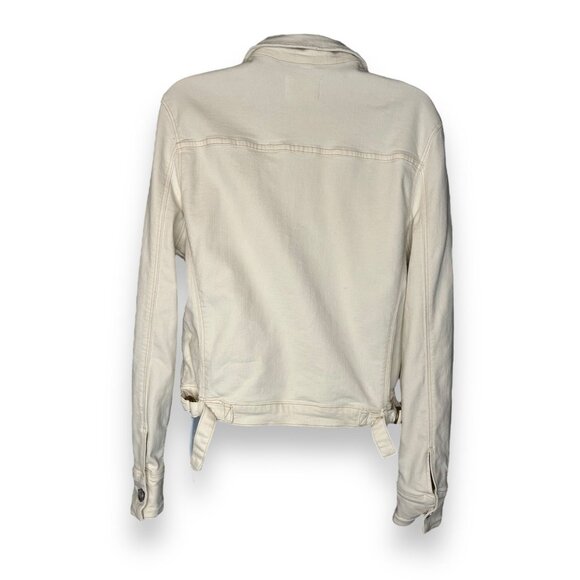 McGuire Ivory Distressed Trucker Jacket cropped stretch denim - Picture 5 of 12